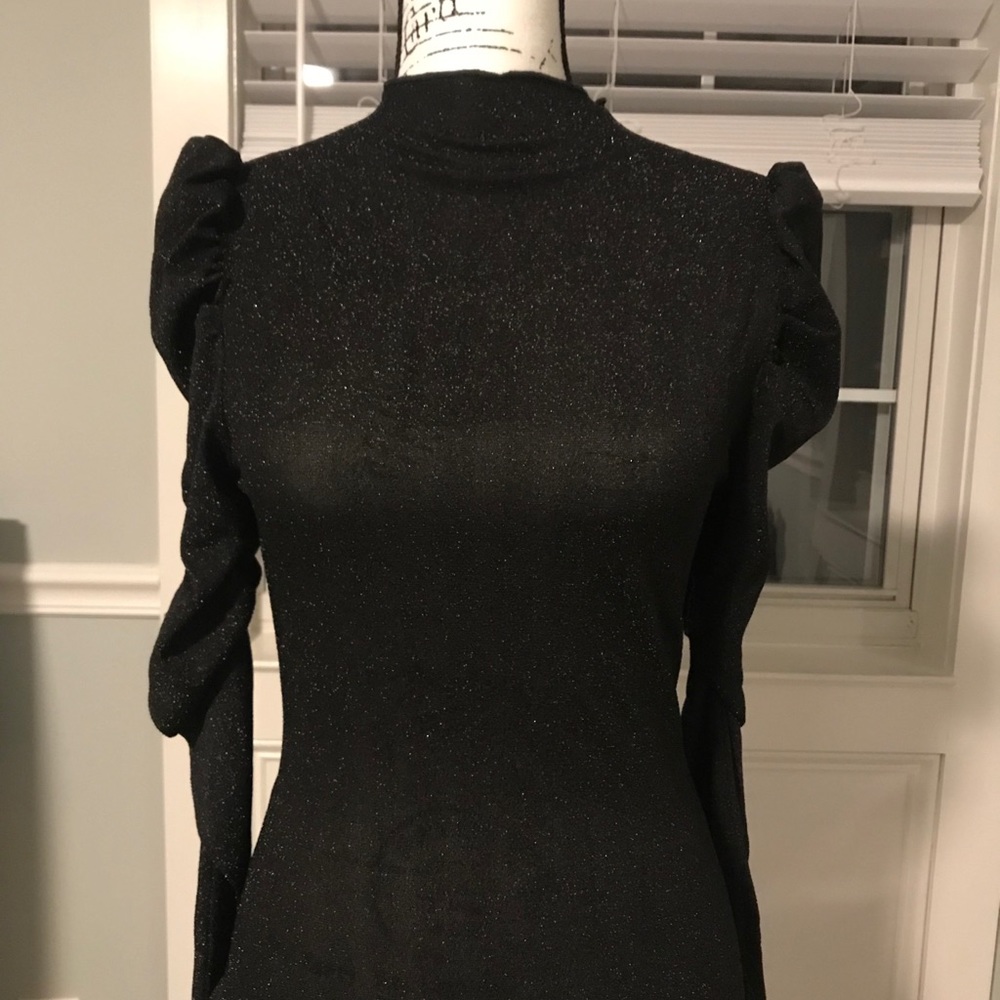 SPARKLEY Shein puff sleeve shine top